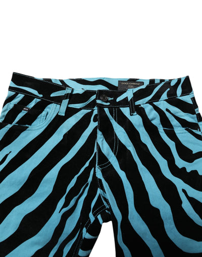 Dolce & Gabbana Blue Black Stripes Skinny Denim Jeans