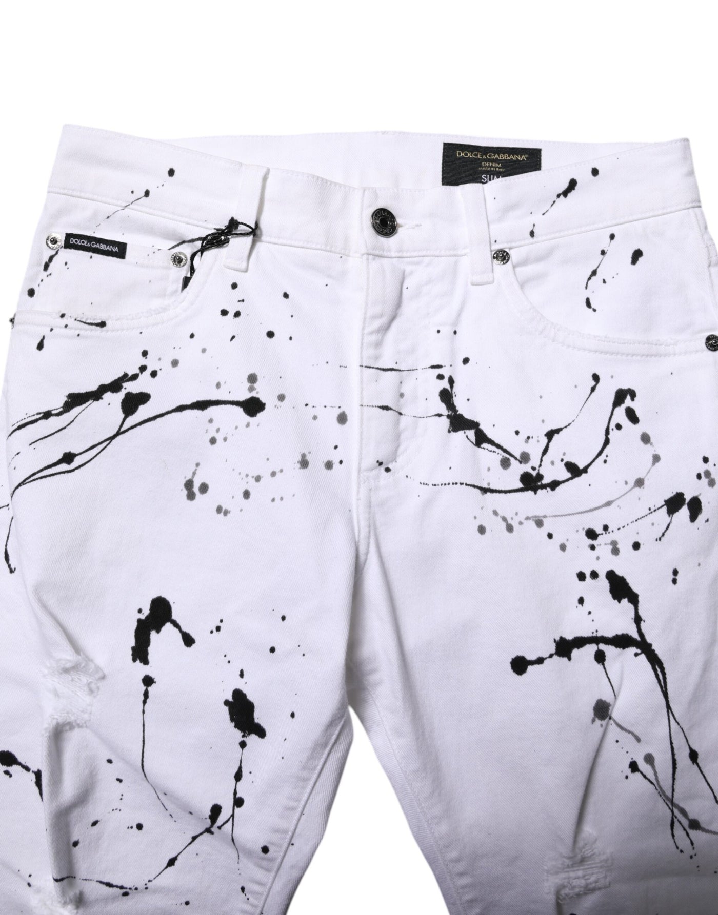 Dolce & Gabbana White ColorSplash Skinny Denim Jeans