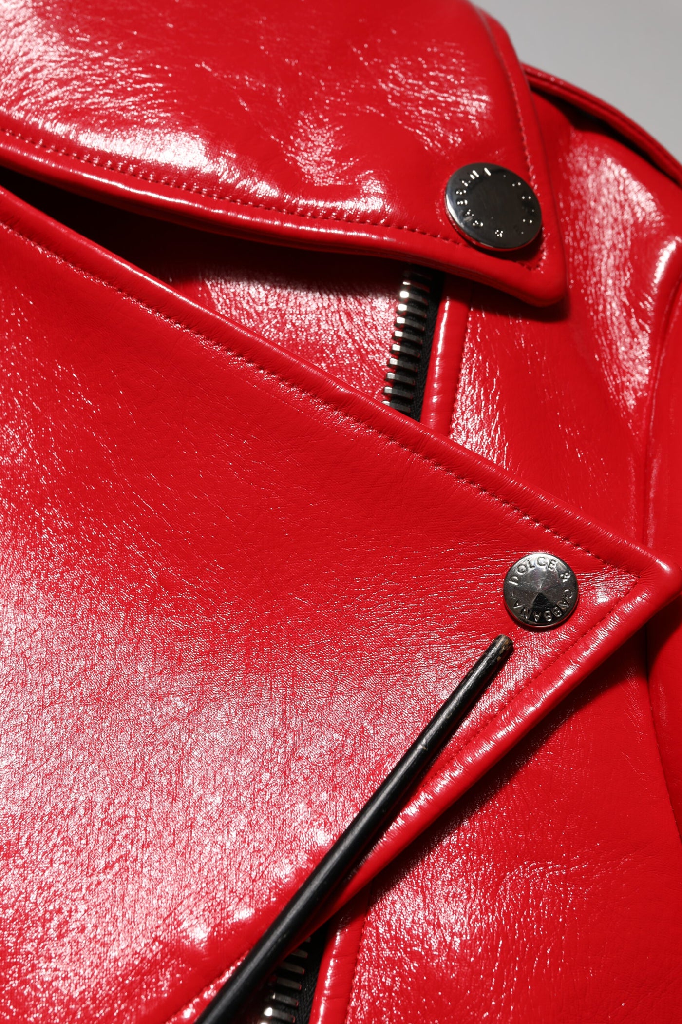 Dolce & Gabbana Red Lambskin Full Zipper Jacket