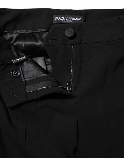 Dolce & Gabbana Black Wool Mid Waisted Tapered Dress Pants