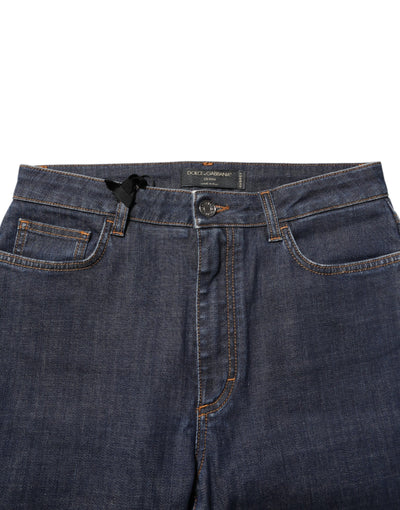 Dolce & Gabbana Blue Queen Patch AUDREY Mid Waist Denim Jeans