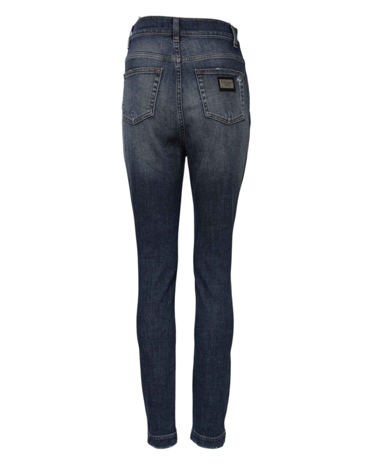Dolce & Gabbana Blue Washed Cotton High Waisted Denim Jeans