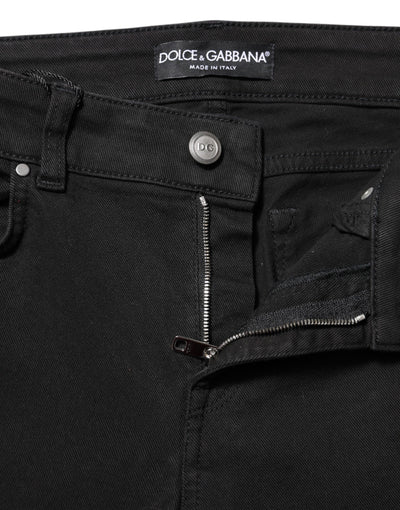 Dolce & Gabbana Black Cotton Skinny Mid Waisted Denim Jeans