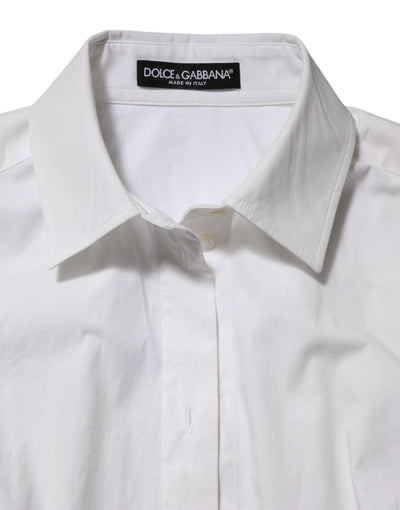 Dolce & Gabbana White Cotton Collared Long Sleeves Top Shirt