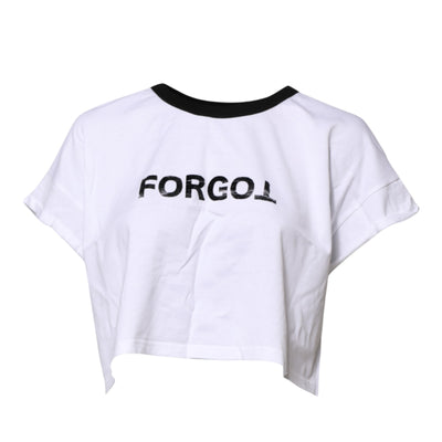 Dolce & Gabbana White Graphic Print Crew Neck Cropped T-shirt