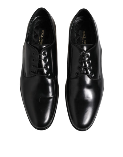 Dolce & Gabbana Black Leather Lace Up Derby Men Dress Shoes