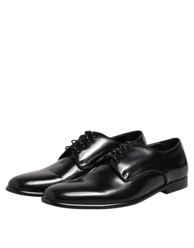 Dolce & Gabbana Black Leather Lace Up Derby Men Dress Shoes