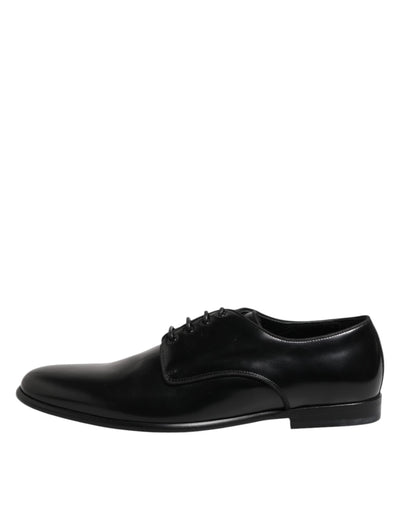 Dolce & Gabbana Black Leather Lace Up Derby Men Dress Shoes