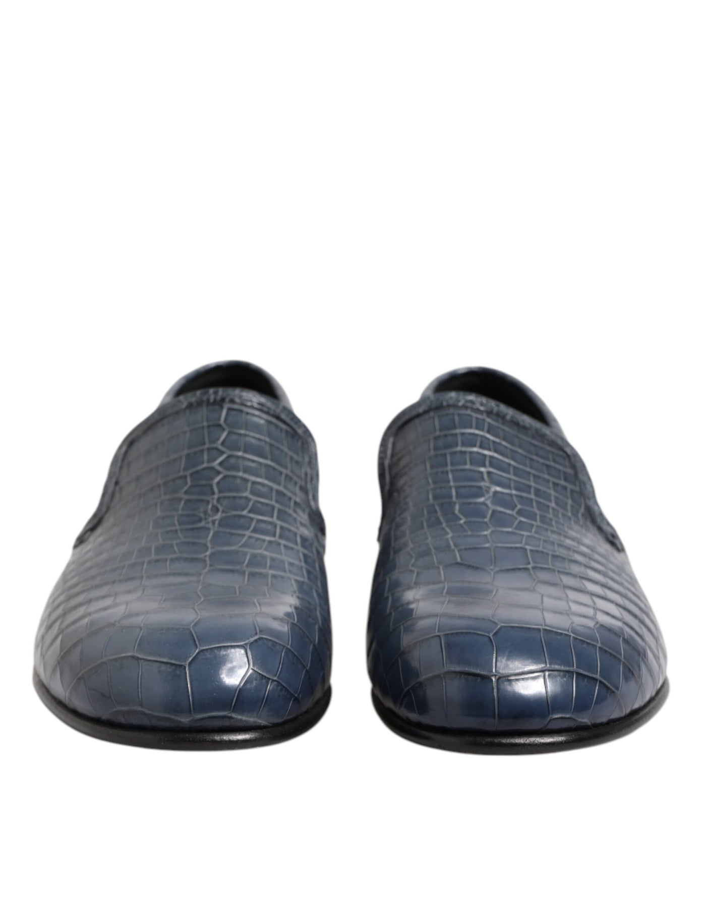 Dolce & Gabbana Blue Exotic Leather Slip On Loafers Men Dress Shoes