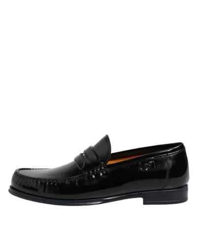 Dolce & Gabbana Black Leather Slip On Loafers Dress Shoes