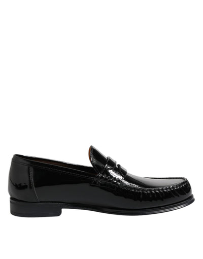 Dolce & Gabbana Black Leather Slip On Loafers Dress Shoes
