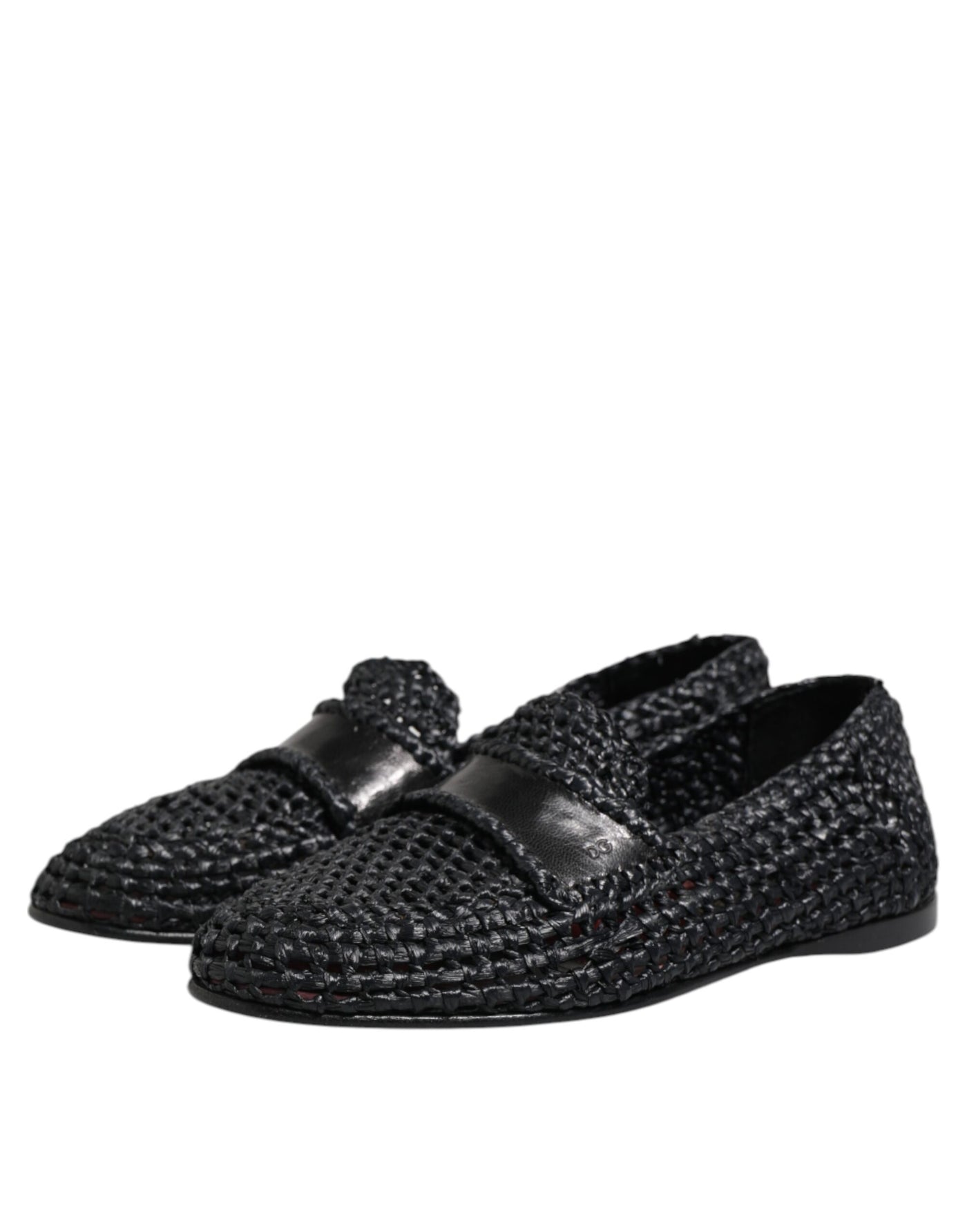 Dolce & Gabbana Black Woven Leather Slip On Loafers Men Shoes