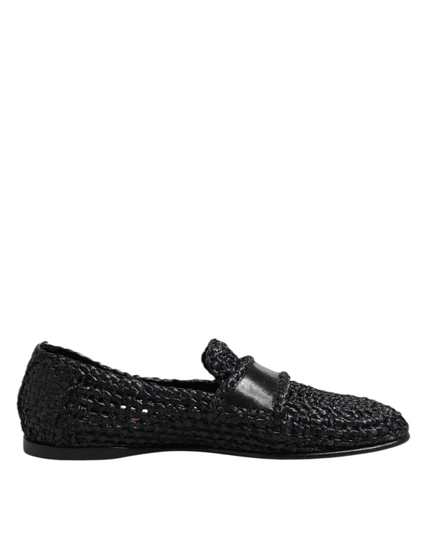 Dolce & Gabbana Black Woven Leather Slip On Loafers Men Shoes