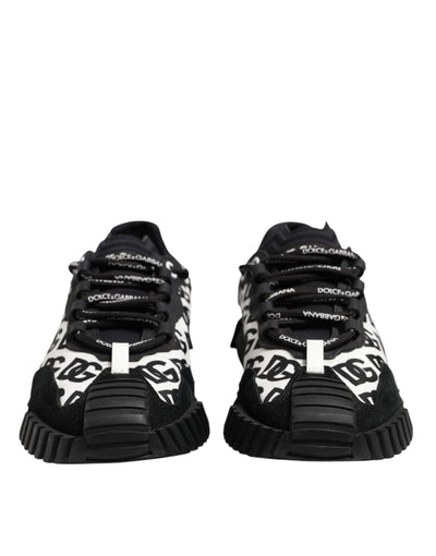 Dolce & Gabbana Black Logo Lace Up Low Top NS1 Sneakers Shoes