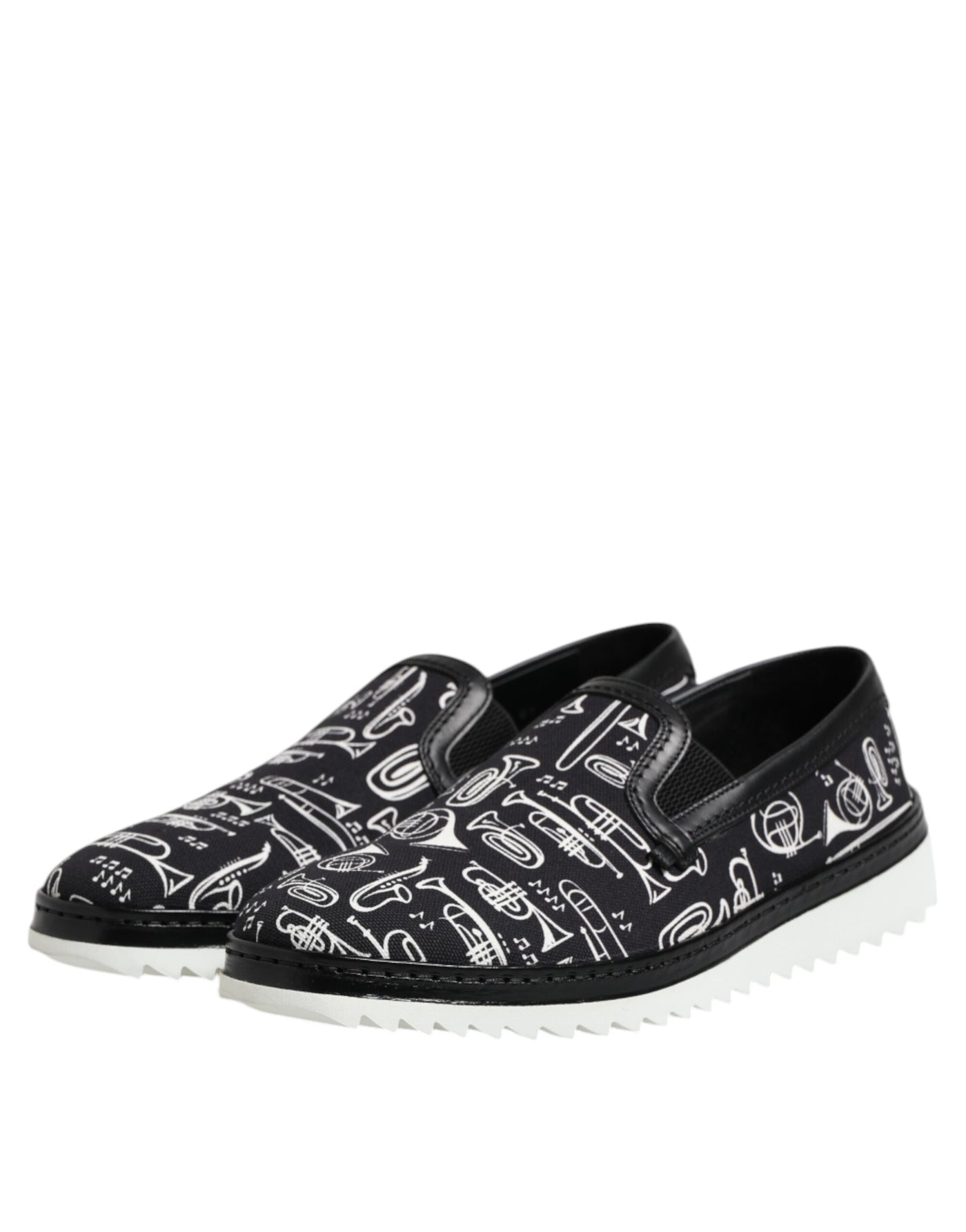 Dolce & Gabbana Black Slip On Printed Men Loafers Shoes