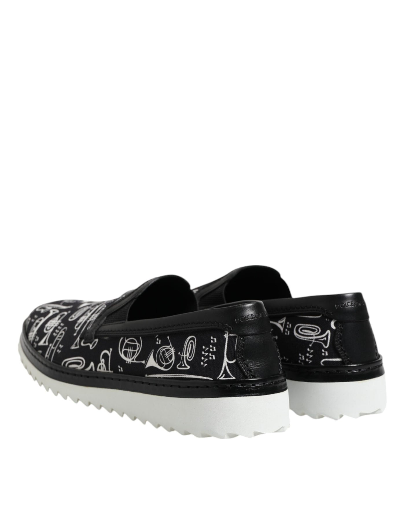 Dolce & Gabbana Black Slip On Printed Men Loafers Shoes