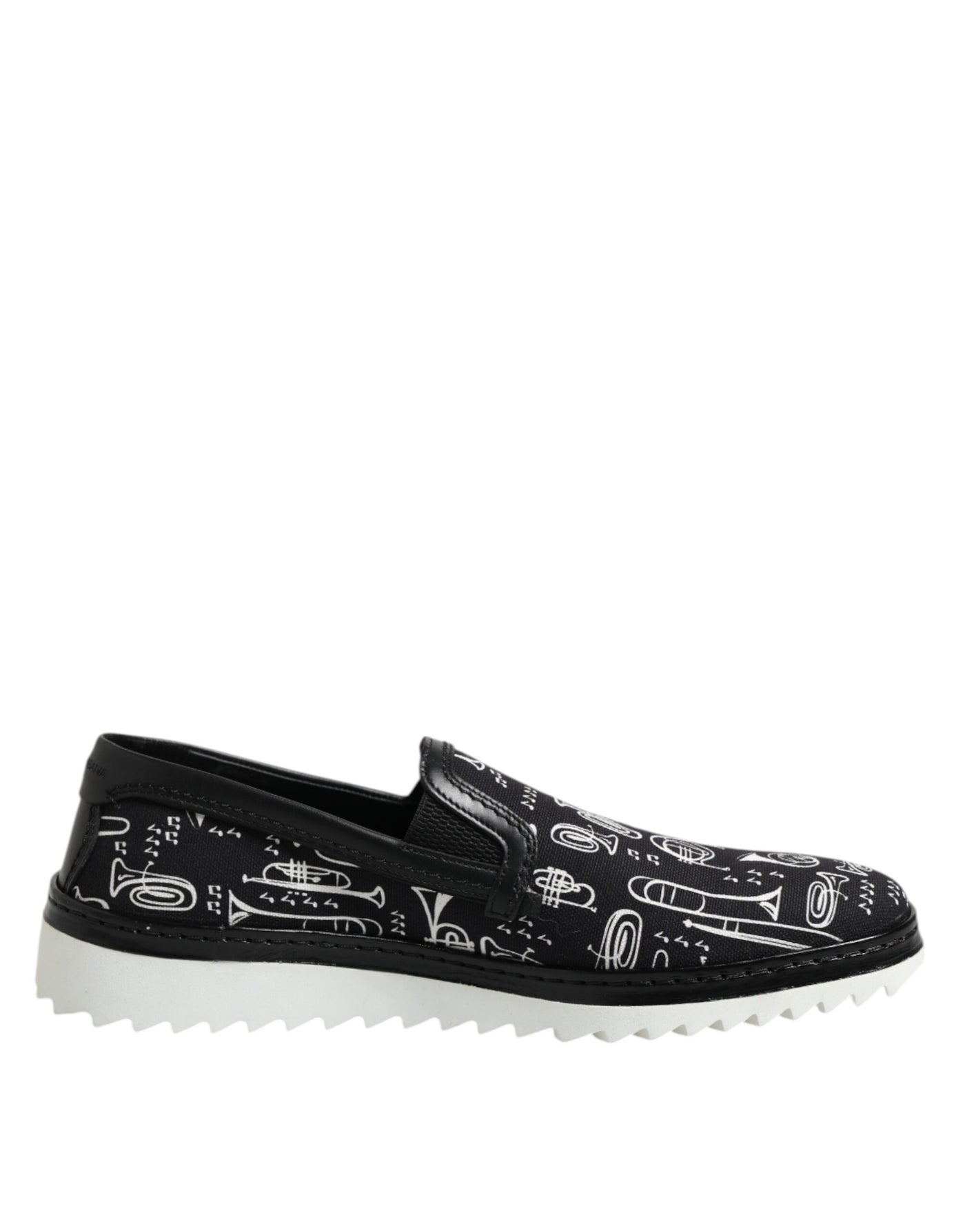 Dolce & Gabbana Black Slip On Printed Men Loafers Shoes