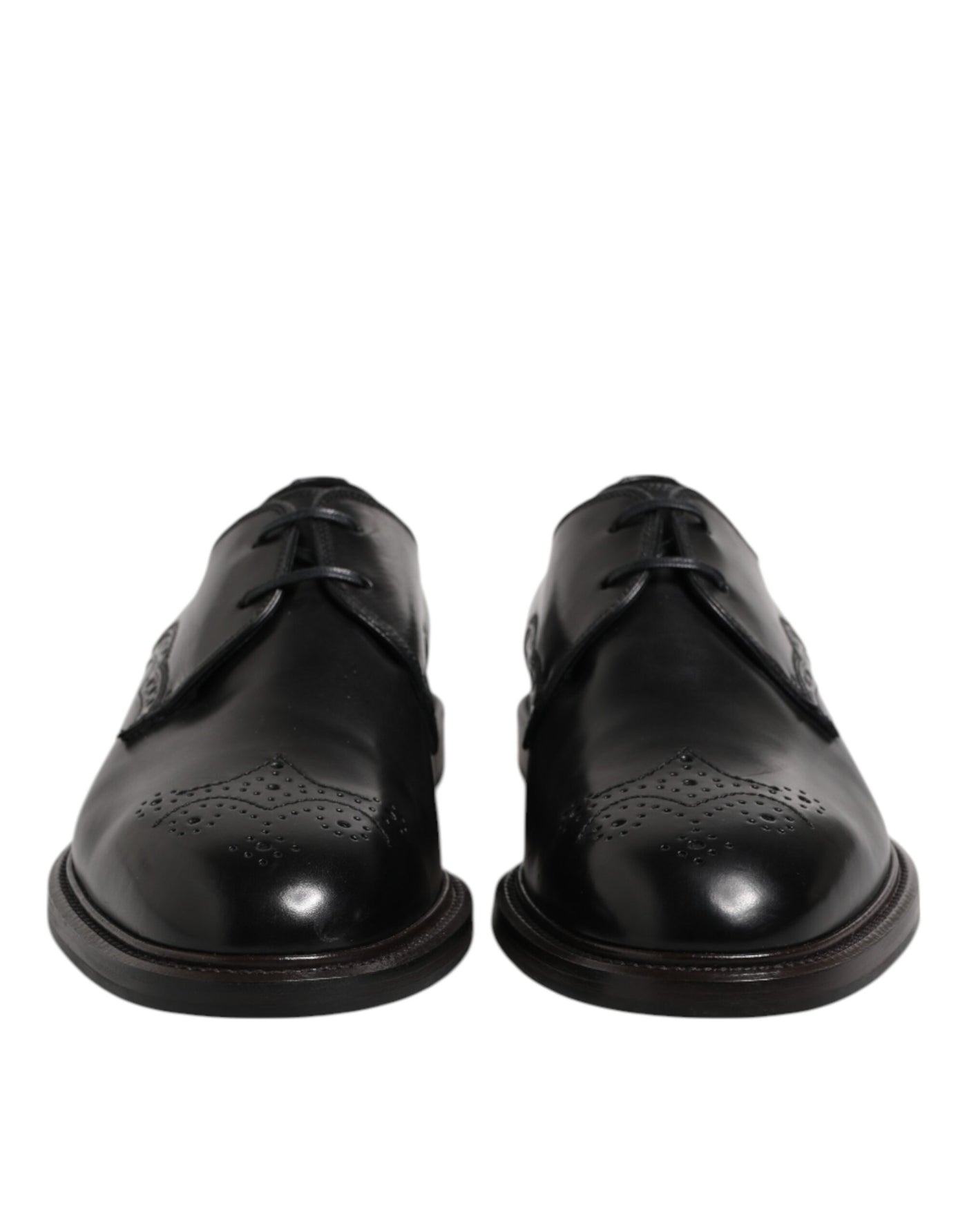 Dolce & Gabbana Black Leather Derby Wingtip Formal Shoes