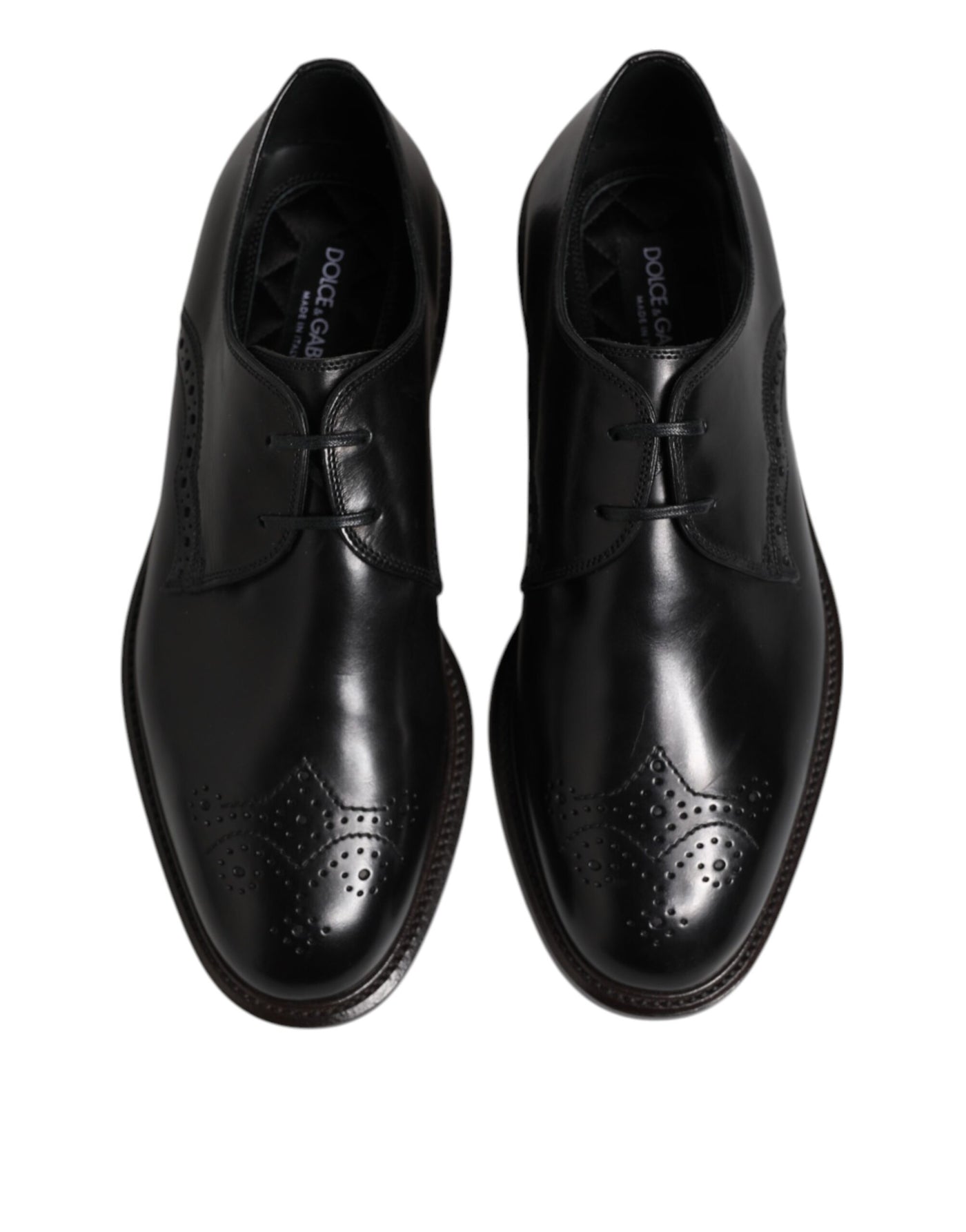 Dolce & Gabbana Black Leather Derby Wingtip Formal Shoes