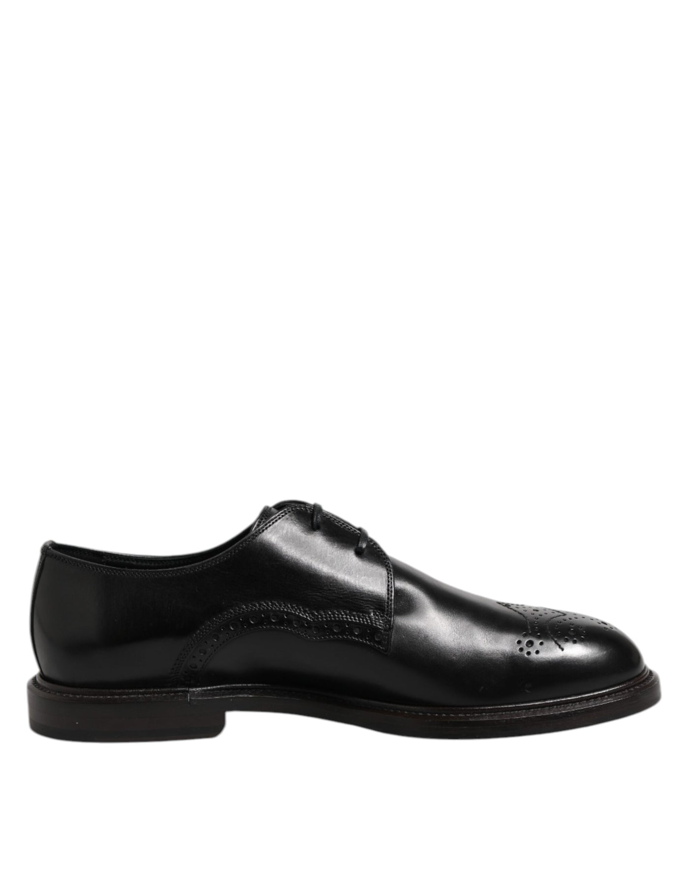 Dolce & Gabbana Black Leather Derby Wingtip Formal Shoes