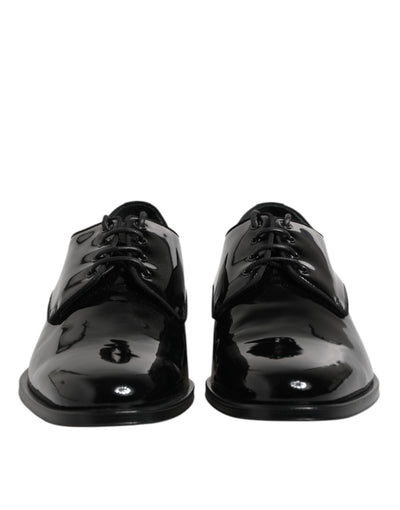 Dolce & Gabbana Black Patent Leather Derby Formal Dress Shoes