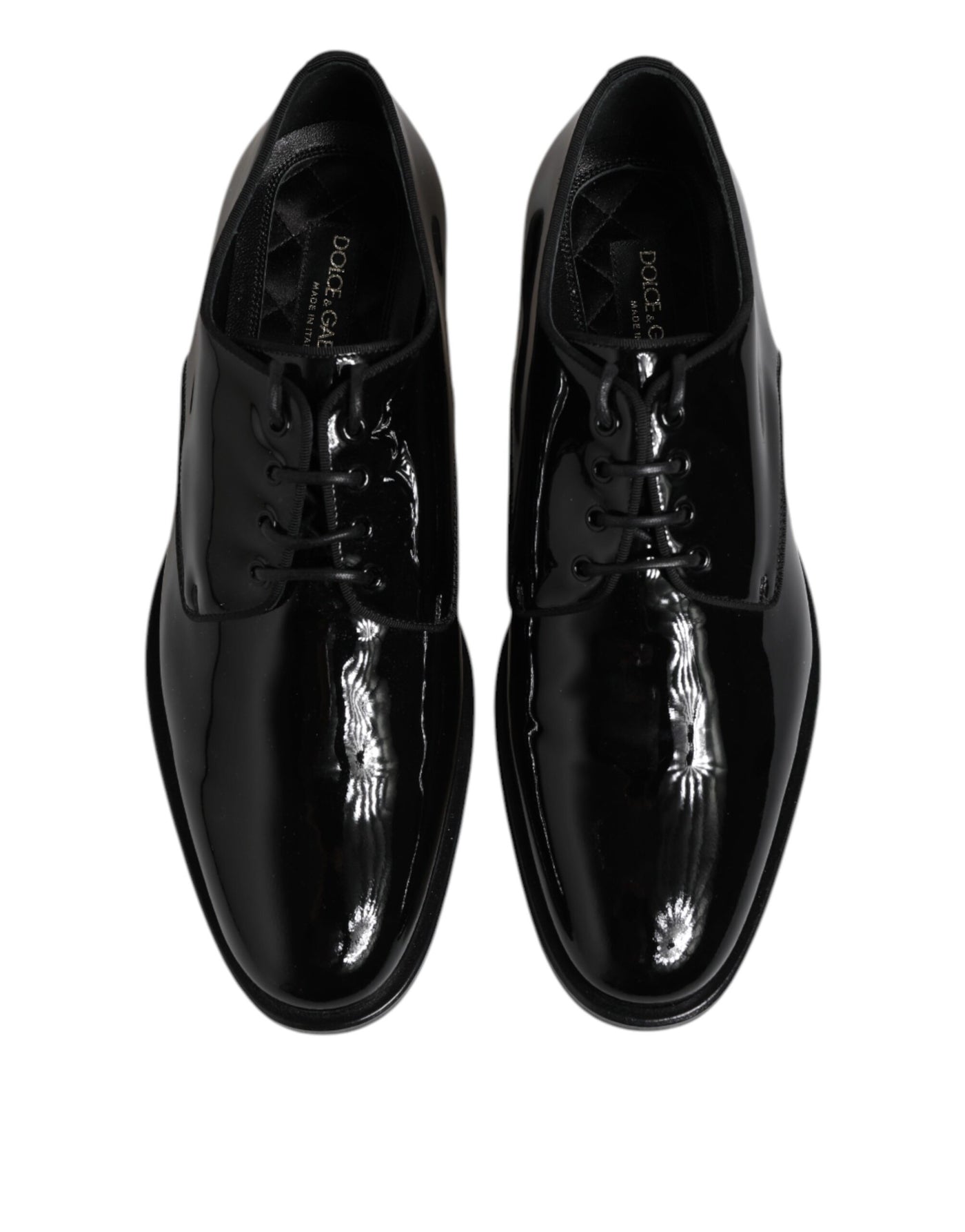 Dolce & Gabbana Black Patent Leather Derby Formal Dress Shoes
