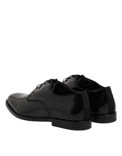 Dolce & Gabbana Black Patent Leather Derby Formal Dress Shoes