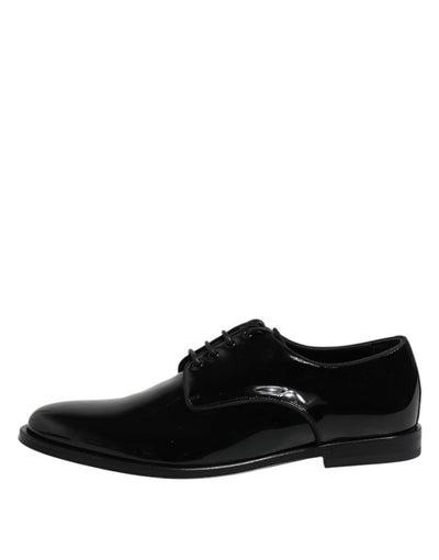 Dolce & Gabbana Black Patent Leather Derby Formal Dress Shoes