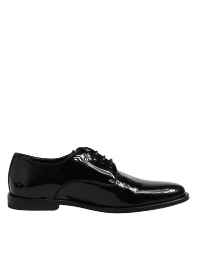 Dolce & Gabbana Black Patent Leather Derby Formal Dress Shoes