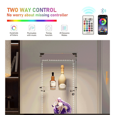 Tempered Glass Display Cabinet,Wine Cabinet, Storage Cabinet,File Cabinet, Tempered Glass Top,Bluetooth LED Light Strip,with Door Lock,suitable for Living Room, Bedroom,Hallway,Office,color:white