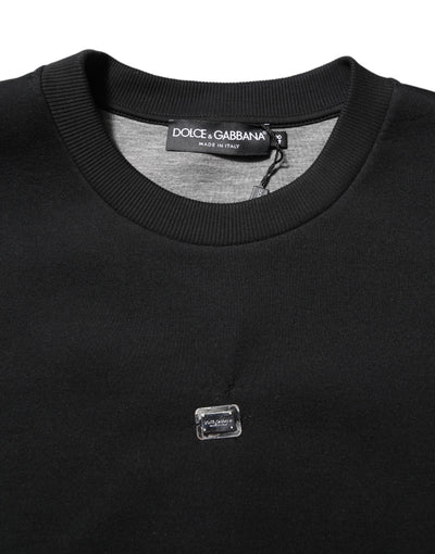 Dolce & Gabbana Black Modal DG Logo Plaque Pullover Sweater
