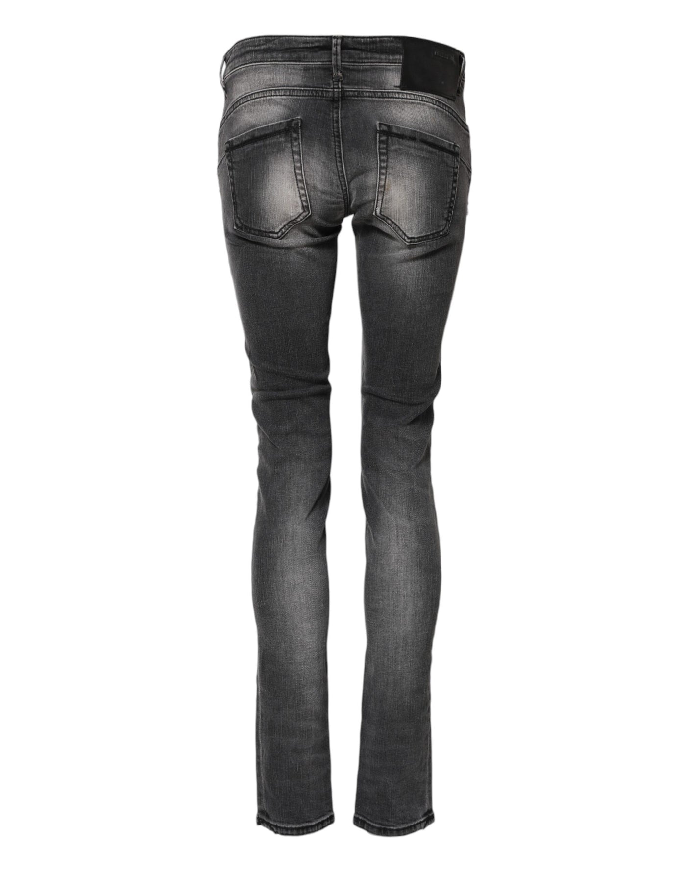 Acht Dark Gray Cotton Slim Fit Denim Low Waist Denim Jeans