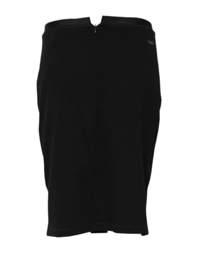 GF Ferre Black Polyester Pencil Cut Knee Length Skirt