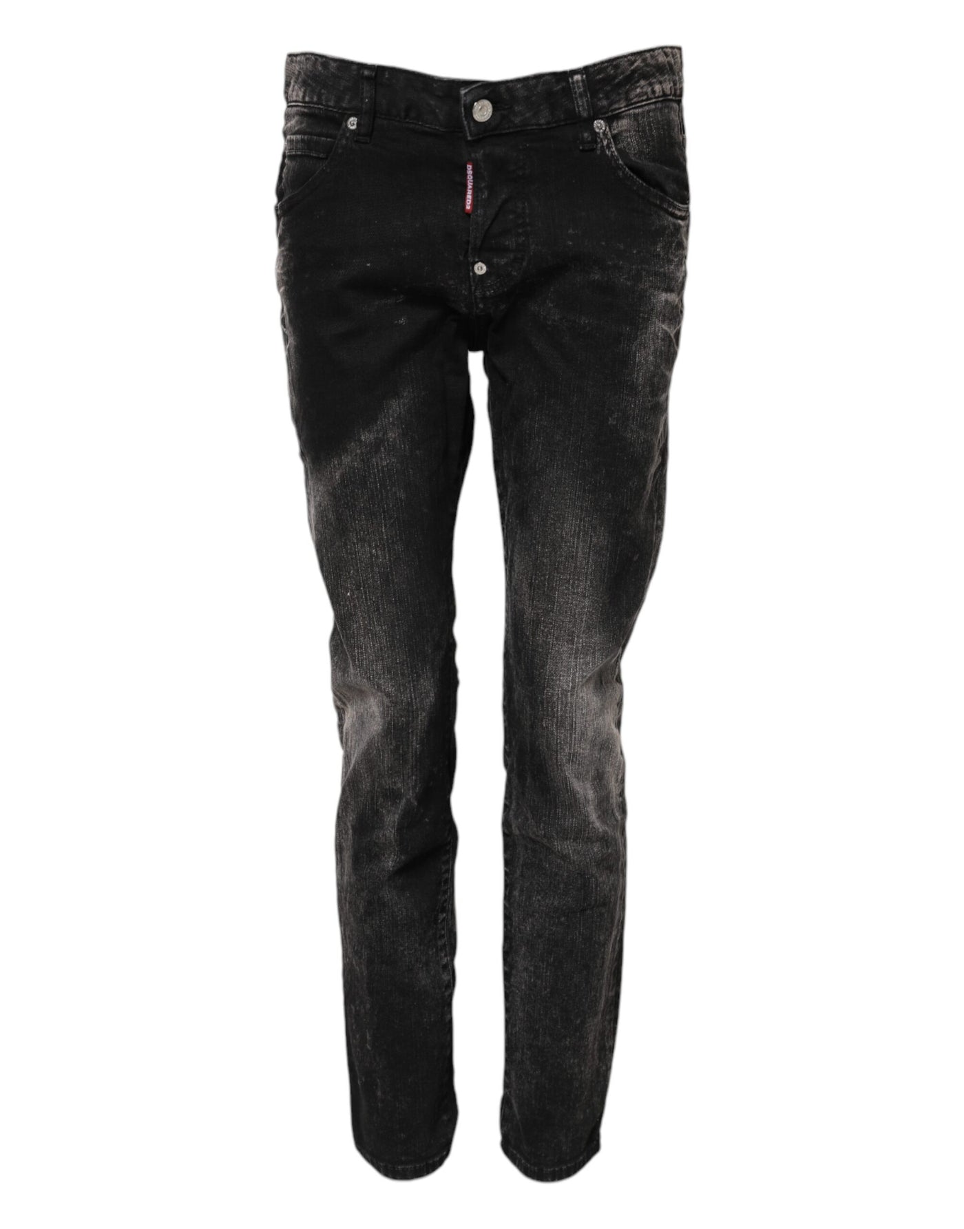 Dsquared² Black Washed Mid Waist Tapered Denim Jeans