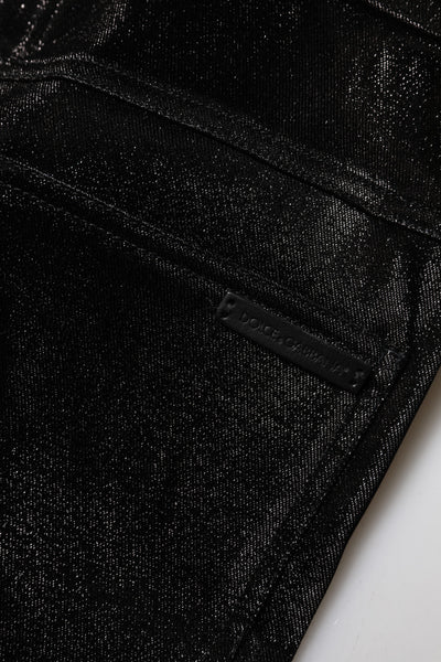 Dolce & Gabbana Black Cotton Stretch Silver Lurex Thread Pants