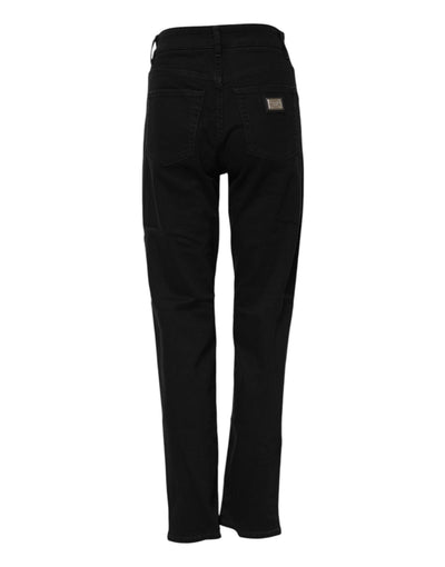 Dolce & Gabbana Black Boyfriend Cotton Mid Waist Denim Jeans