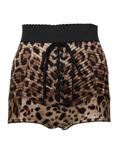 Dolce & Gabbana Brown Leopard High Waist Hot Pants Shorts