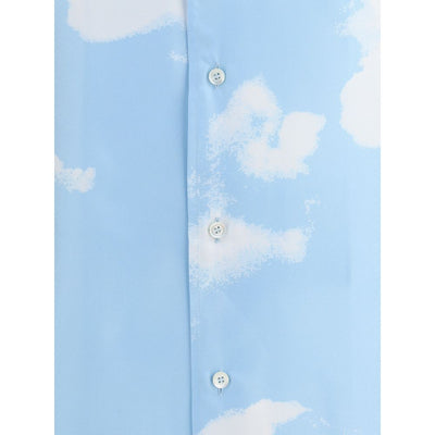 Moschino Light Blue Silk Pattern Shirt