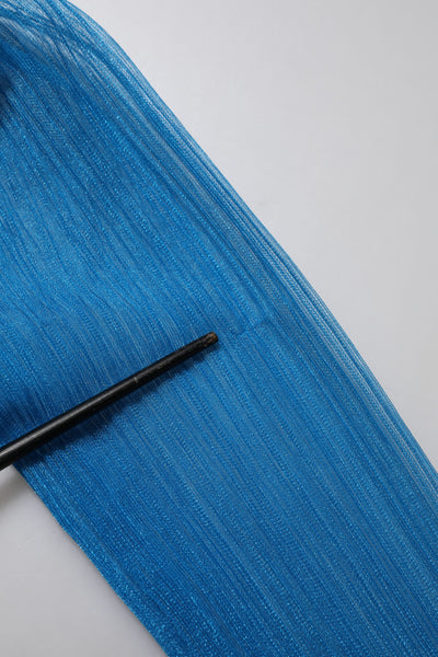 Dolce & Gabbana Blue See Through Turtleneck Long Sleeves Top