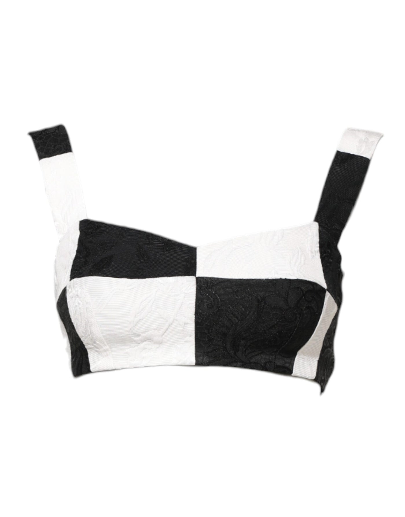 Dolce & Gabbana Black White Cropped Bustier Corset Bra Top