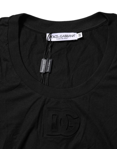Dolce & Gabbana Black Cotton Short Sleeves Round Neck T-shirt