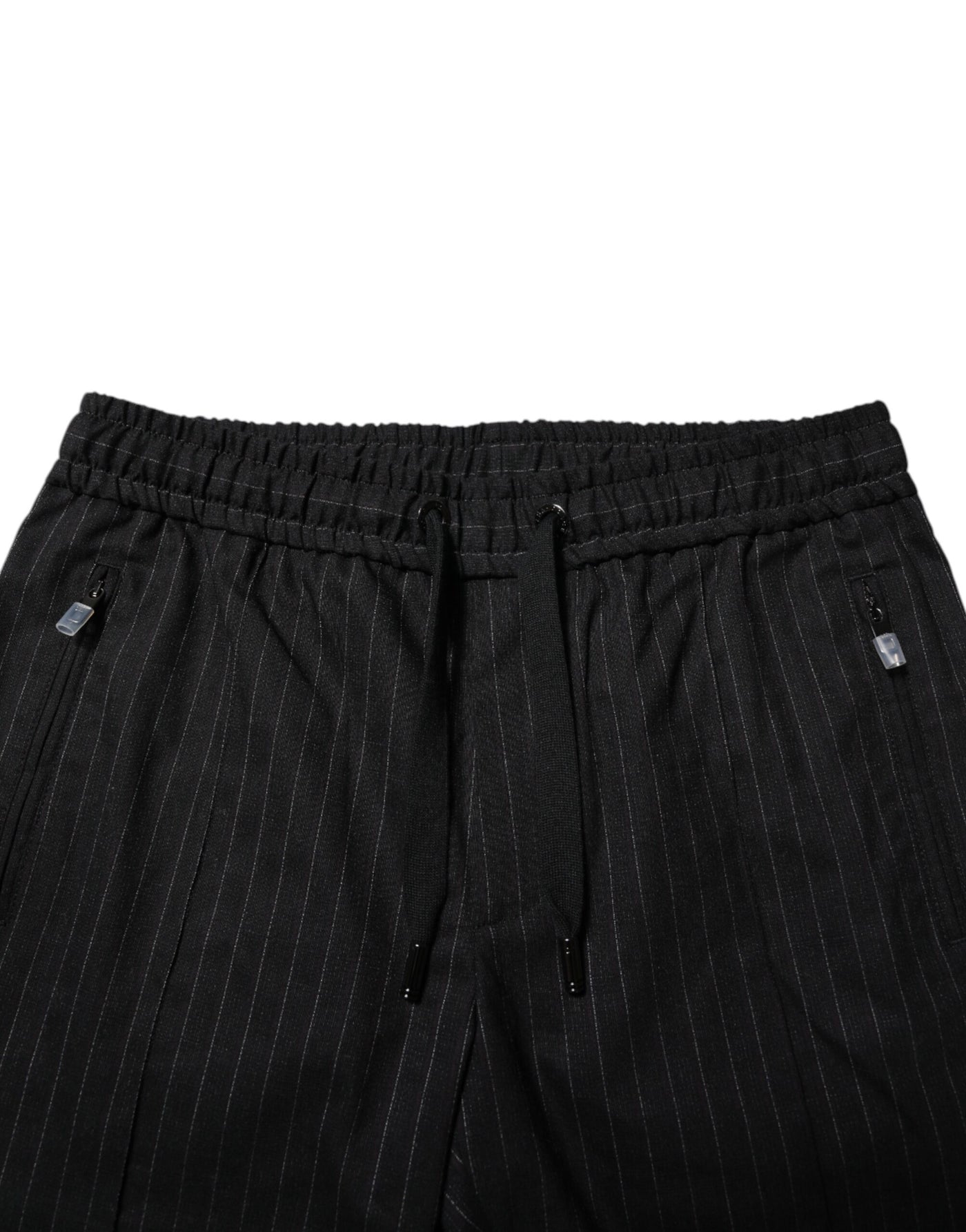 Dolce & Gabbana Black Striped Wool Men Jogger Pants