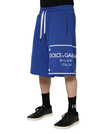 Dolce & Gabbana Blue Logo Cotton Bermuda Sweatshorts Shorts