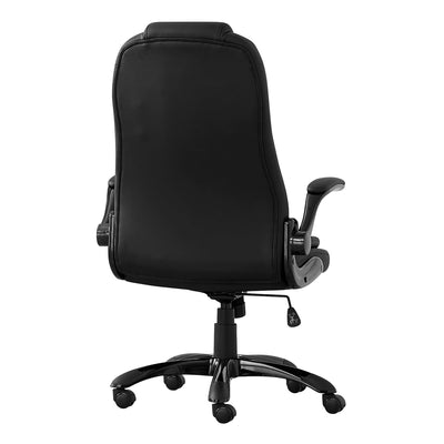 Office Chair, Adjustable Height, Swivel, Ergonomic, Armrests, Computer Desk, Work, Black Leather Look, Black Metal, Contemporary, Modern