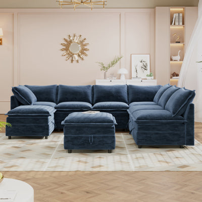 Mirod Versatile 8-Piece Modular Sofa Bed with Storage,Stylish Faux Double-Layer Cushions,Comfortable & Durable Design,Perfect for Any Living Space