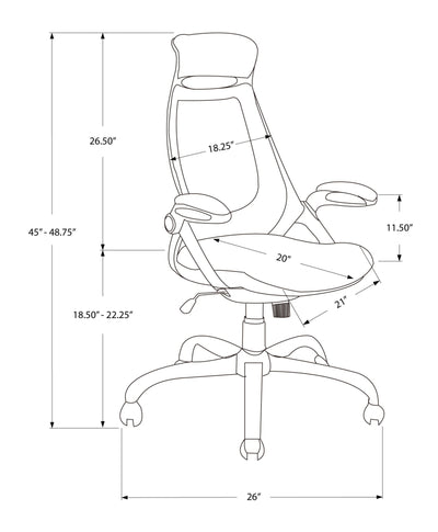 Office Chair, Adjustable Height, Swivel, Ergonomic, Armrests, Computer Desk, Work, Black Mesh, Chrome Metal, Contemporary, Modern