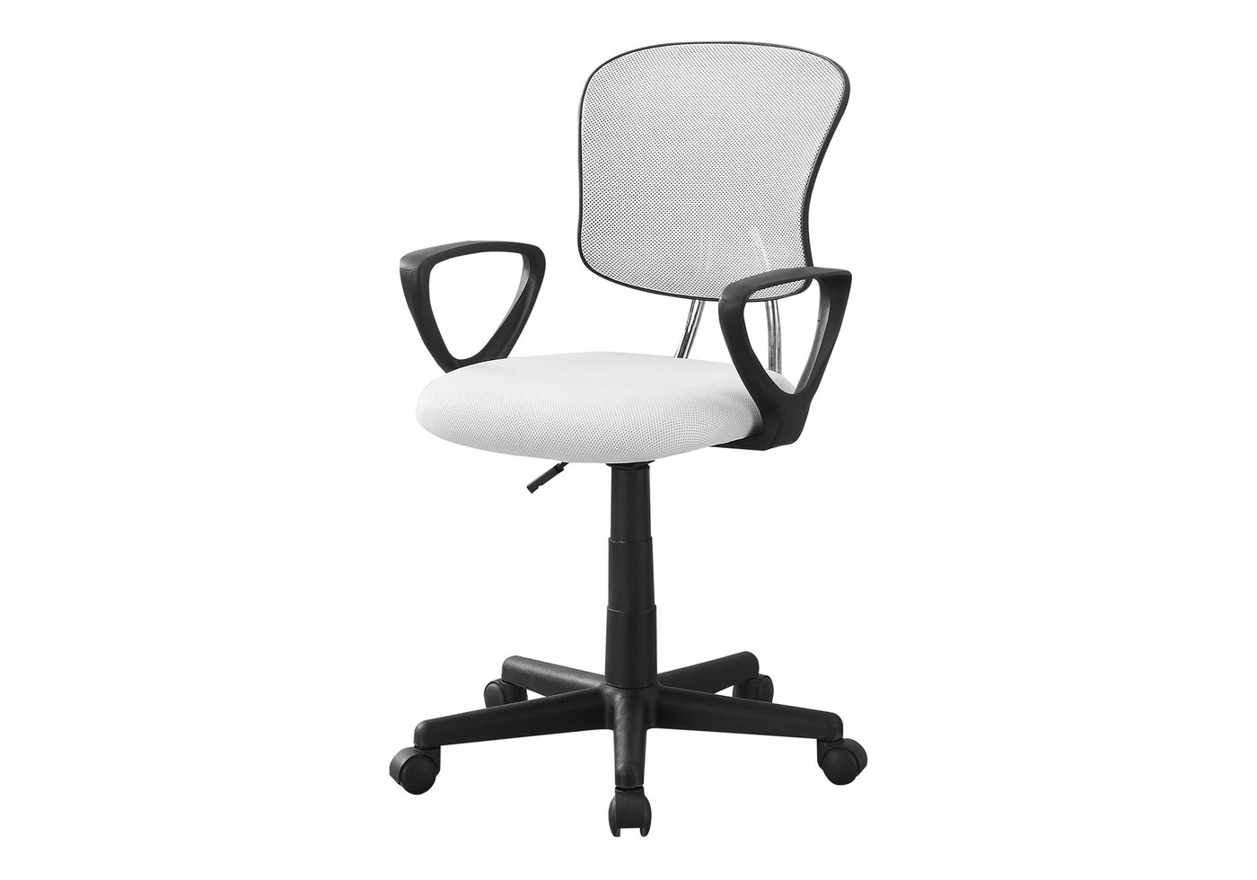 Office Chair, Adjustable Height, Swivel, Ergonomic, Armrests, Computer Desk, Work, Juvenile, White Mesh, Black Metal, Contemporary, Modern