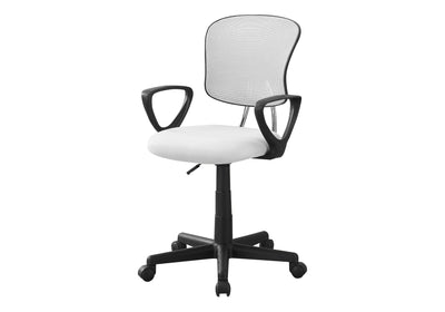 Office Chair, Adjustable Height, Swivel, Ergonomic, Armrests, Computer Desk, Work, Juvenile, White Mesh, Black Metal, Contemporary, Modern