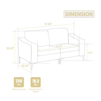 Modular Sectional Two-Seater Sofa , Corduroy Sectional Couch,Gray