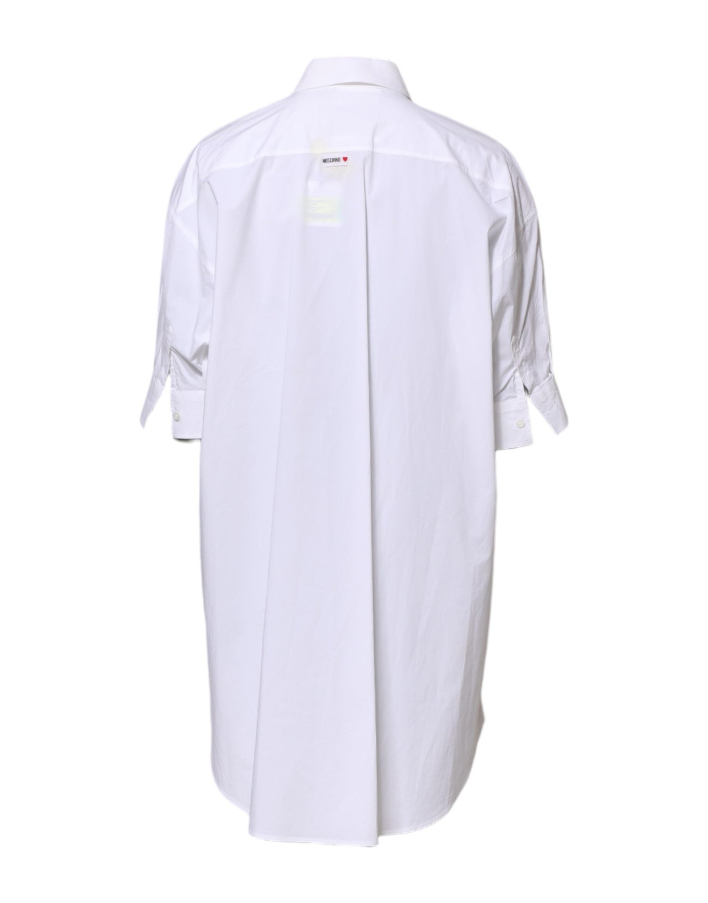 Moschino Couture White Printed Collared Button Mini Shirt Dress